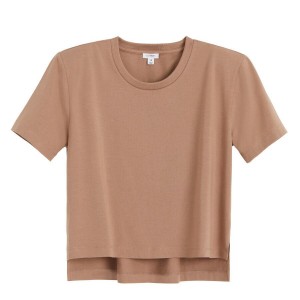 Camiseta Cuyana Acolchado Shoulder Cropped Tee Mujer Kaki | ODR7992QN