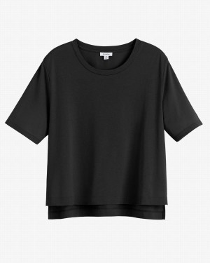 Camiseta Cuyana Pima Cropped Tee Mujer Negras | BTR5425HB