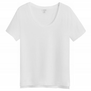 Camiseta Cuyana Pima Scoop Neck Tee Mujer Blancas | RVE8782ZG