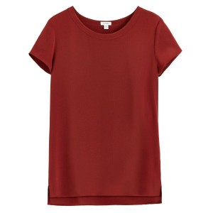 Camiseta Cuyana Silk High-Low Tee Mujer Rojas Oscuro | QYR164ZS