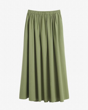 Falda Cuyana Poplin Gathered Mujer Verde | ZYF5093EZ