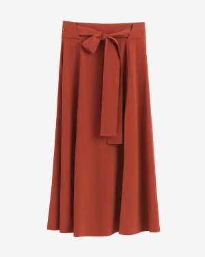 Falda Cuyana Silk Belted Midi Mujer Rojas | JWG10074UZ