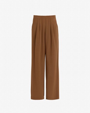 Pantalon Cuyana Silk Anchos-Leg Mujer Marrones Oscuro | NFT8287XU