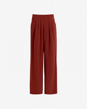 Pantalon Cuyana Silk Anchos-Leg Mujer Rojas Oscuro | HPN9862KY