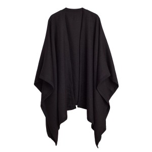 Suéteres Cuyana Baby Alpaca Square Edge Cape Mujer Negras | XDD9715ZM