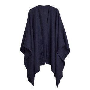 Suéteres Cuyana Baby Alpaca Square Edge Cape Mujer Azul Marino | OOP1046BU