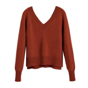 Suéteres Cuyana Recycled Cashmere Deep V-Neck Mujer Naranjas | EMC7445PB