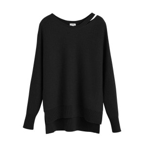 Suéteres Cuyana Recycled Cashmere Split-Neck Mujer Negras | LQR9857XD