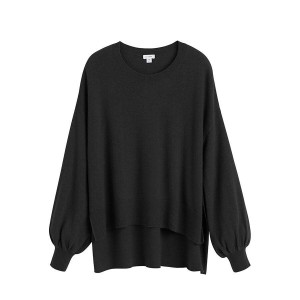 Suéteres Cuyana Single-Origin Cashmere Open Side Mujer Negras | XGP8698ED