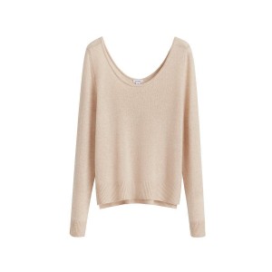 Suéteres Cuyana Single-Origin Cashmere Scoop Neck Mujer Beige | HGV9590JF