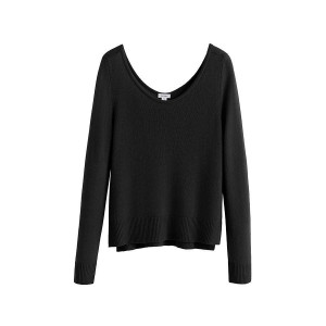 Suéteres Cuyana Single-Origin Cashmere Scoop Neck Mujer Negras | HZI2362OW