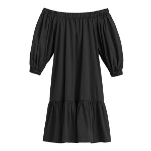 Vestido Cuyana Poplin Off The Shoulder Mujer Negras | HHQ179NK