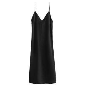 Vestido Cuyana Silk Slip Mujer Negras | PBP6541YS