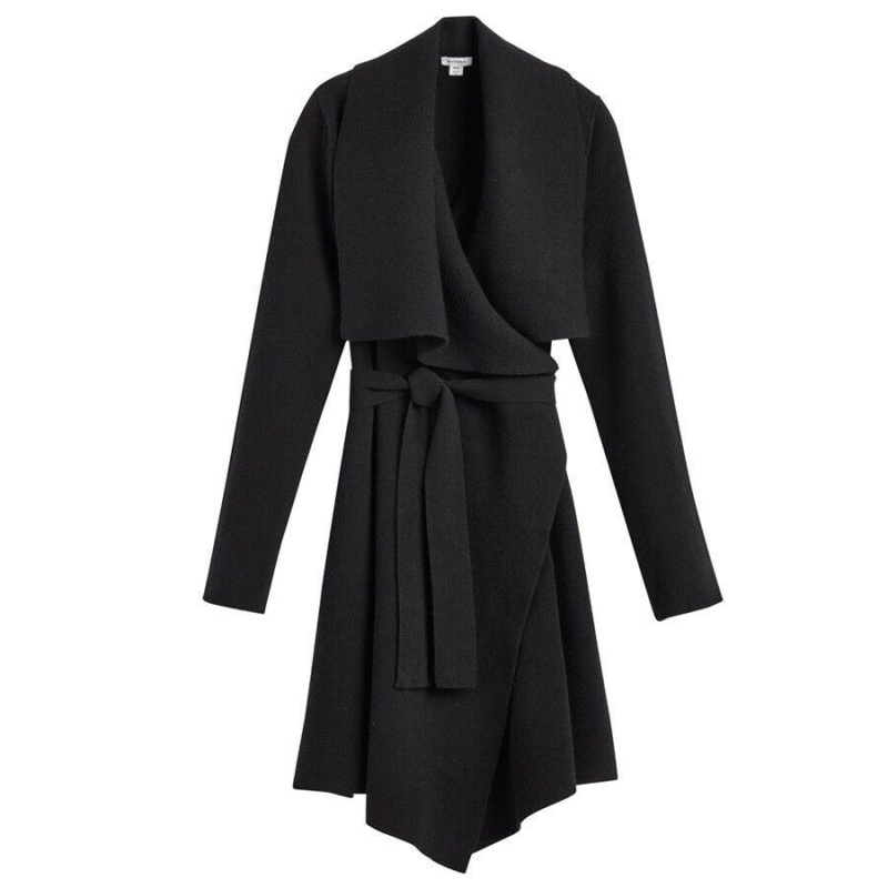 Abrigos Cuyana Lana Cashmere Corta Wrap Mujer Negras | GKB9147UU