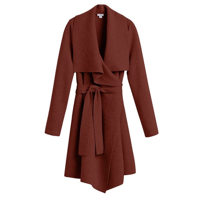 Abrigos Cuyana Lana Cashmere Corta Wrap Mujer Rojas | BMU7158TM
