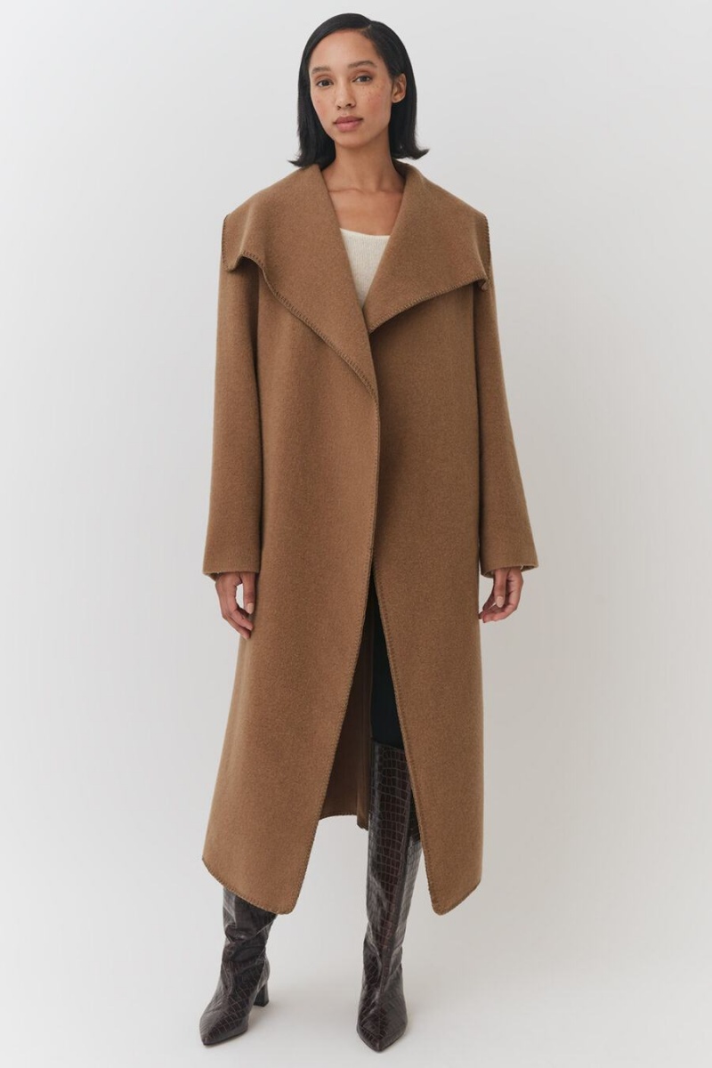 Abrigos Cuyana Light Lana Wrap Mujer Marrones | RUF9535UT