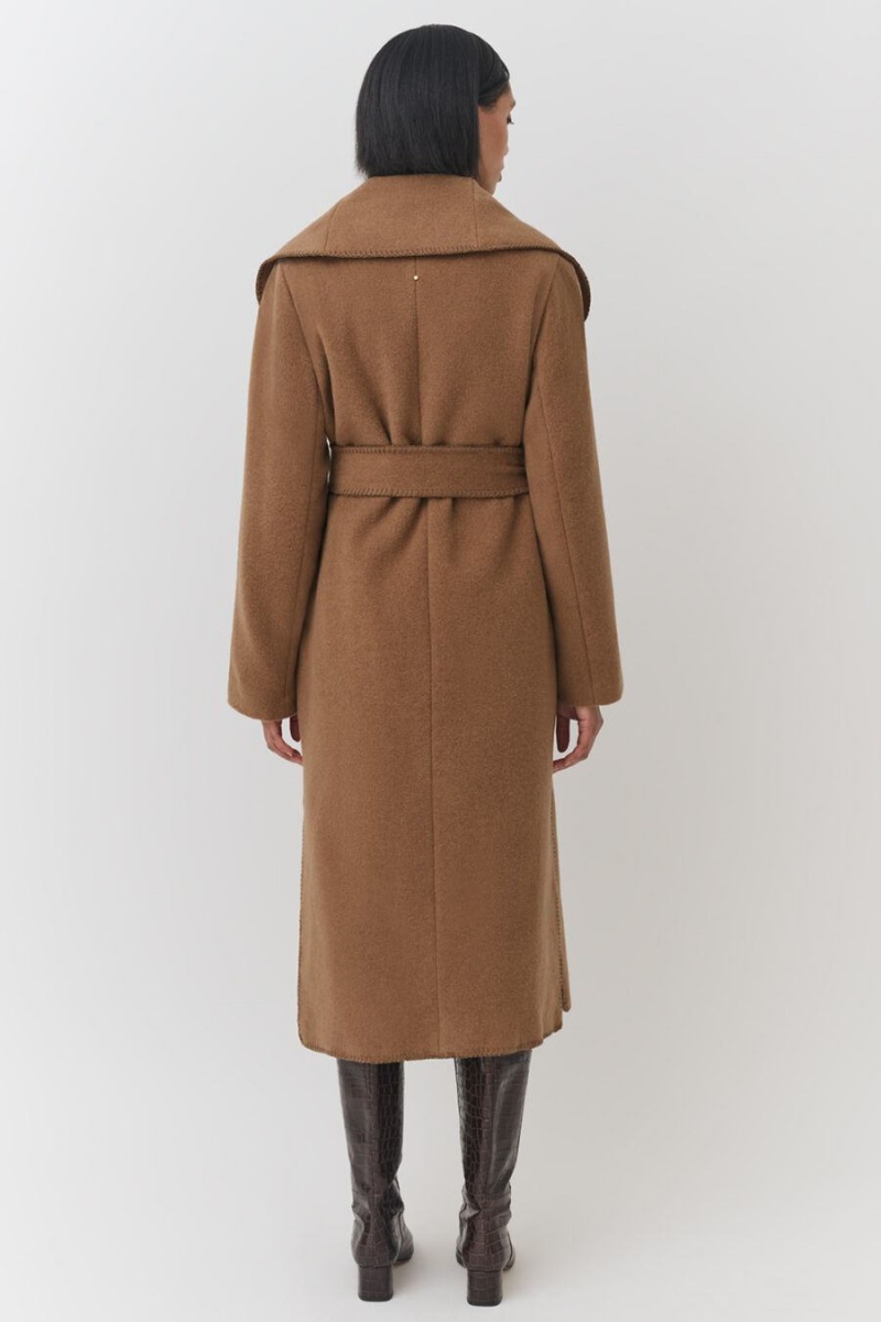 Abrigos Cuyana Light Lana Wrap Mujer Marrones | RUF9535UT