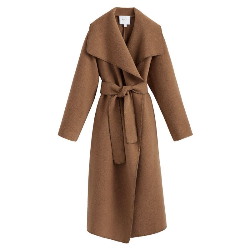 Abrigos Cuyana Light Lana Wrap Mujer Marrones | RUF9535UT