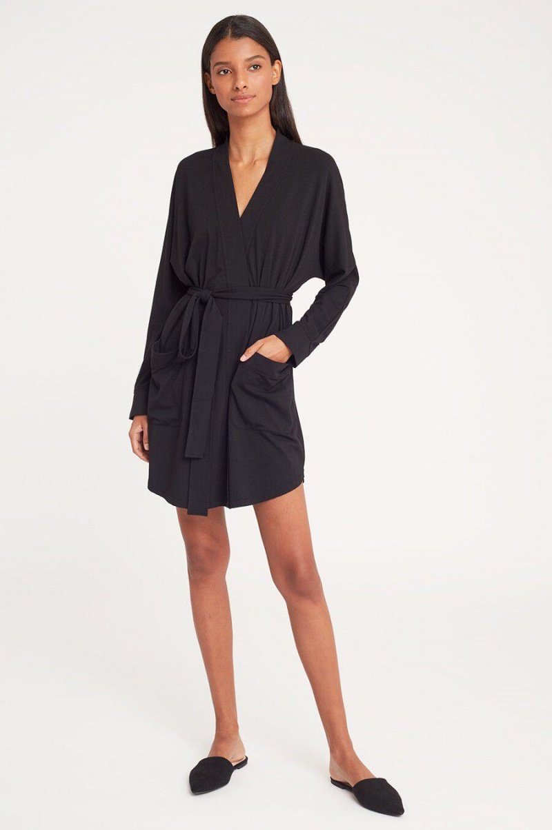 Bata De Baño Cuyana Organic Pima Mujer Negras | OMR3693MB