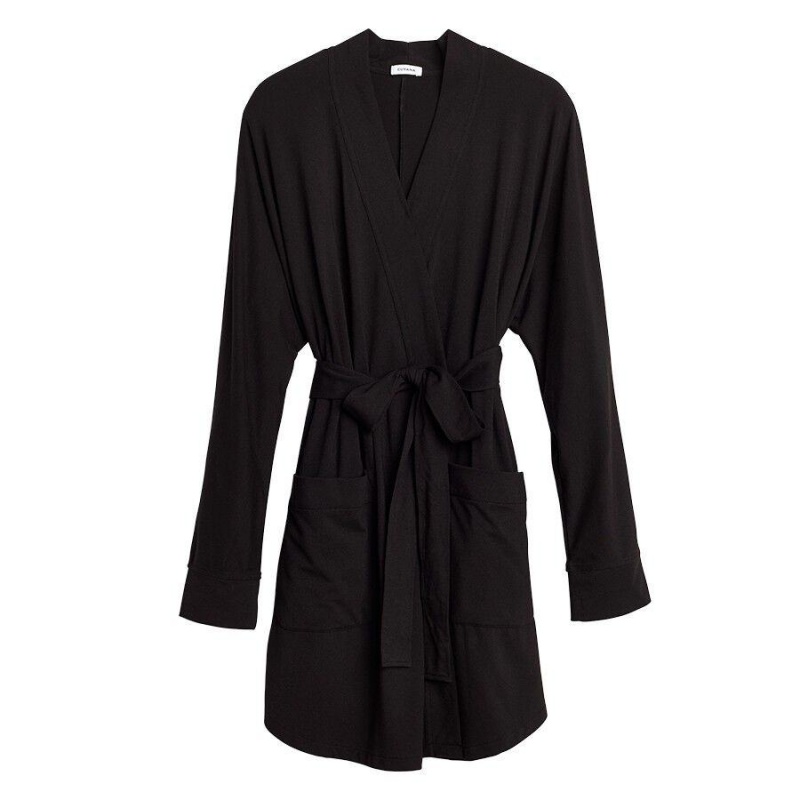 Bata De Baño Cuyana Organic Pima Mujer Negras | OMR3693MB