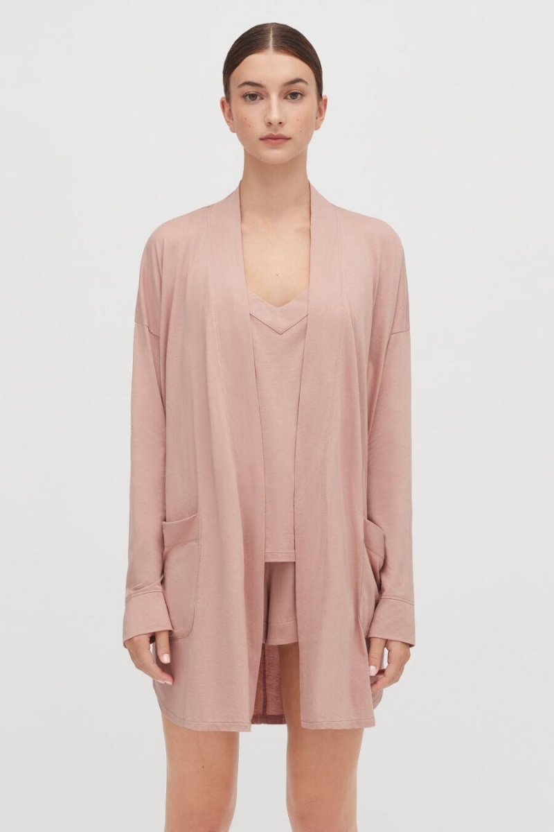 Bata De Baño Cuyana Organic Pima Mujer Rosas | ZNU3633JO