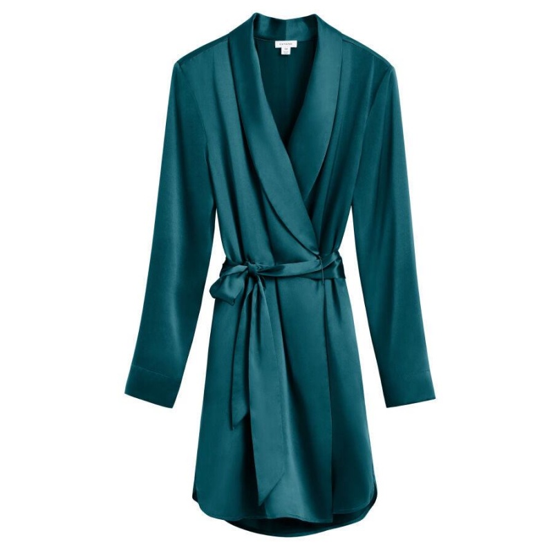 Bata De Baño Cuyana Washable Charmeuse Mujer Azules | GOJ3141PE