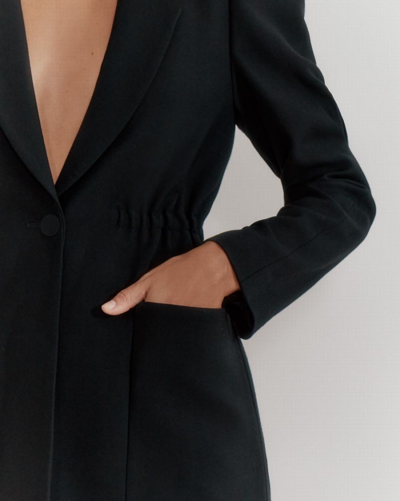 Blazers Cuyana Draped Sleeve Mujer Negras | GLM378UI