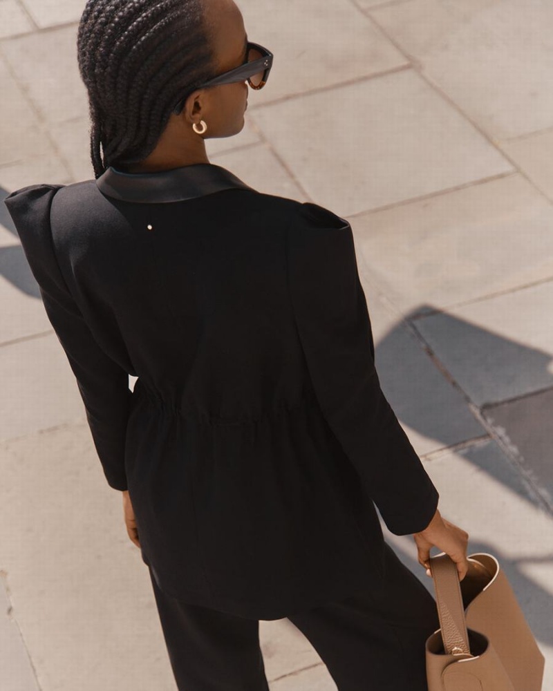 Blazers Cuyana Draped Sleeve Mujer Negras | GLM378UI