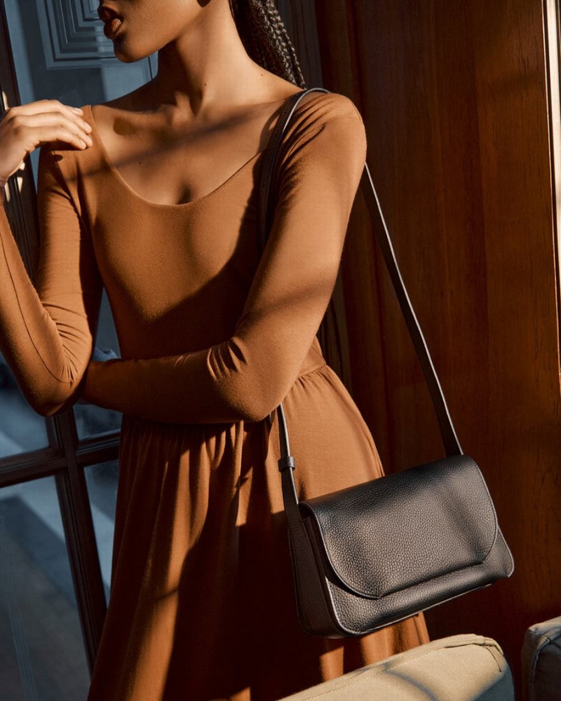Bolsa De Hombro Cuyana Concertina Mujer Negras | IND7796IX