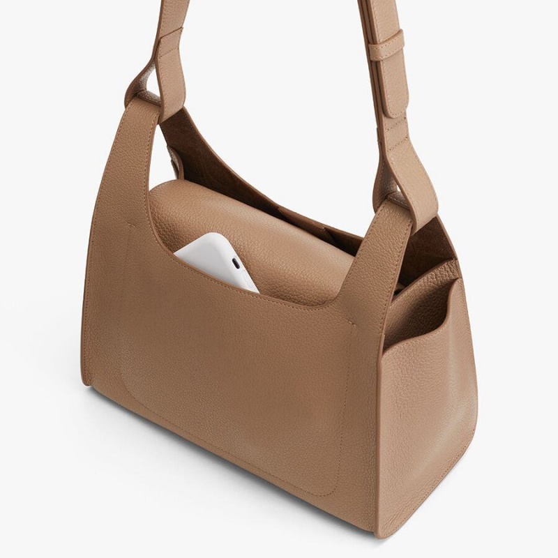 Bolsa De Hombro Cuyana Double Loop Mujer Kaki | UNH9470NC