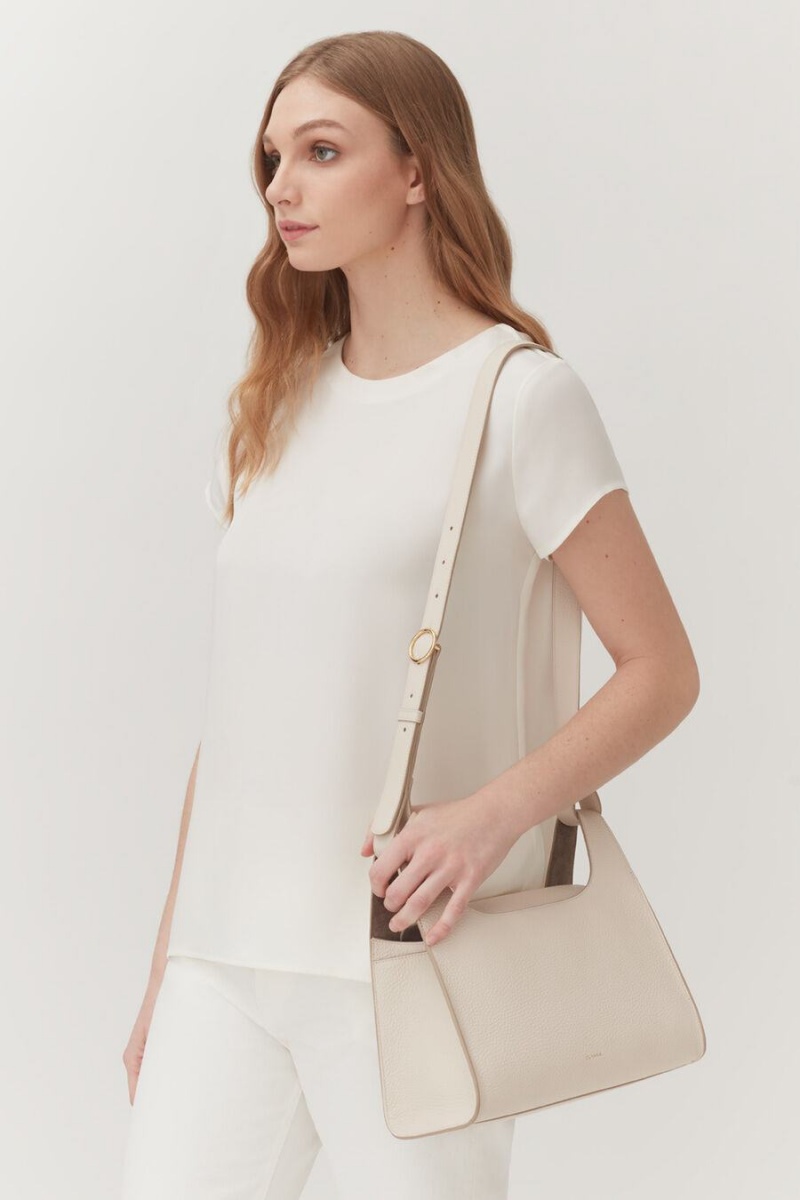 Bolsa De Hombro Cuyana Double Loop Mujer Blancas | VFY4496UU