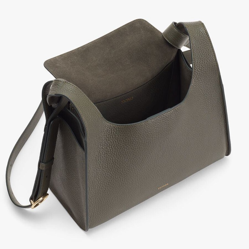 Bolsa De Hombro Cuyana Double Loop Mujer Verde Oscuro | HZK9869LO