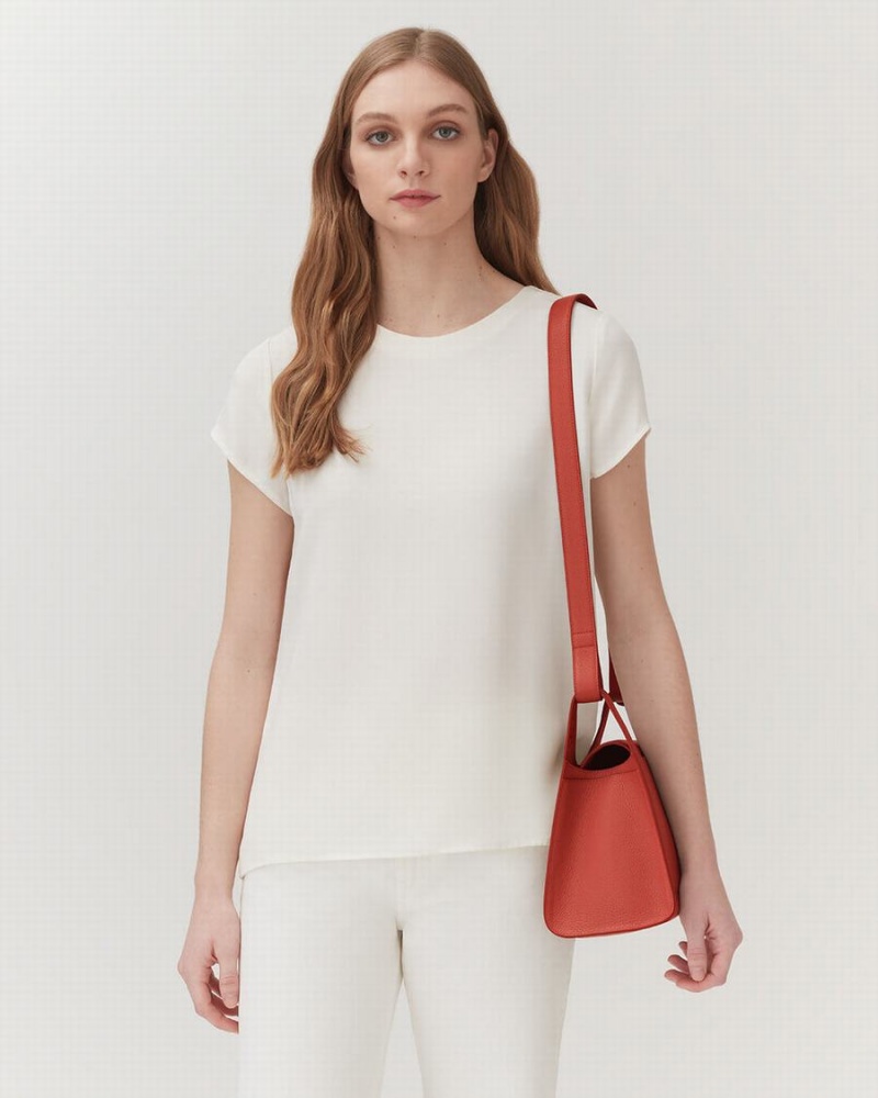 Bolsa De Hombro Cuyana Double Loop Mujer Coral Oscuro | QTI480CO