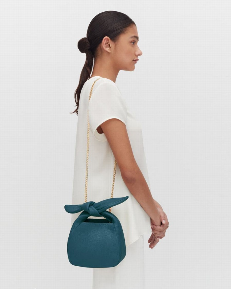 Bolsa De Hombro Cuyana Mini Bow Mujer Azules | DRH2765VO