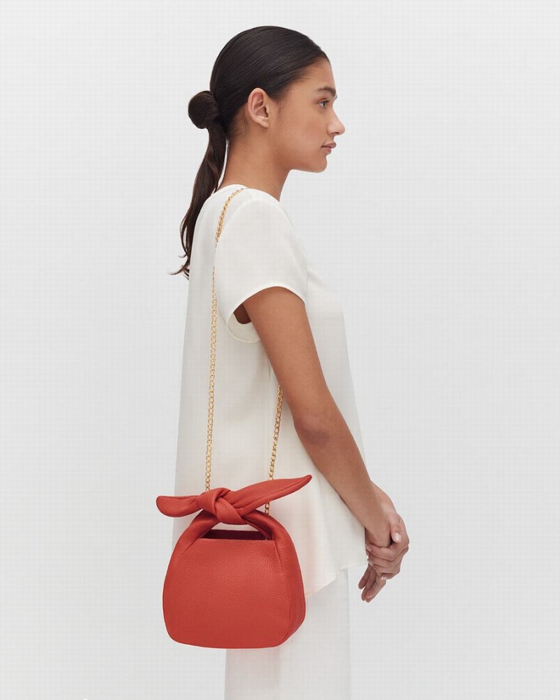 Bolsa De Hombro Cuyana Mini Bow Mujer Coral Oscuro | XUH1727XN
