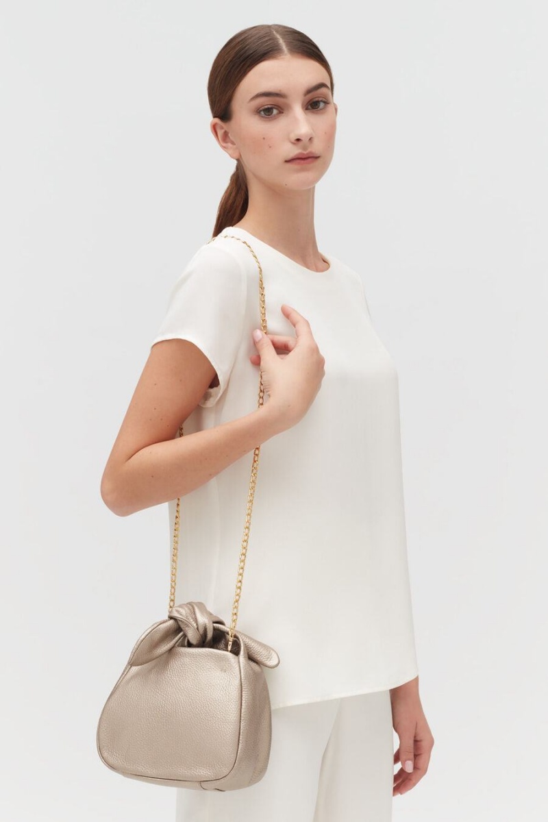 Bolsa De Hombro Cuyana Mini Bow Mujer Doradas | HKJ4140HD