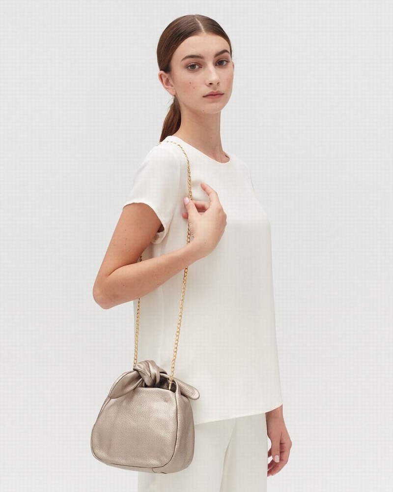 Bolsa De Hombro Cuyana Mini Bow Mujer Doradas | HKJ4140HD
