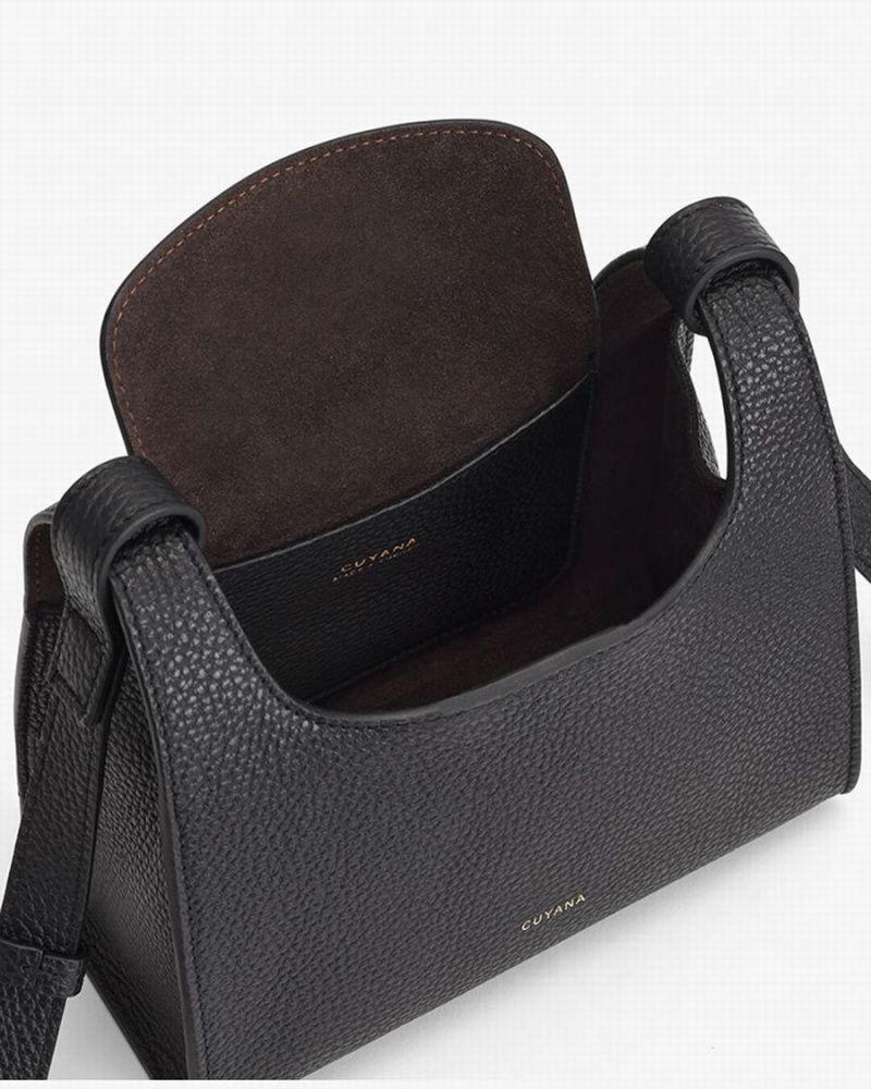 Bolsa De Hombro Cuyana Mini Double Loop Mujer Negras | AHP9922FT