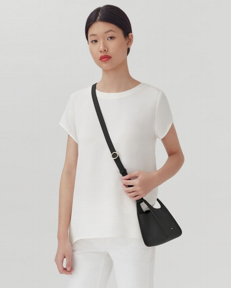 Bolsa De Hombro Cuyana Mini Double Loop Mujer Negras | AHP9922FT