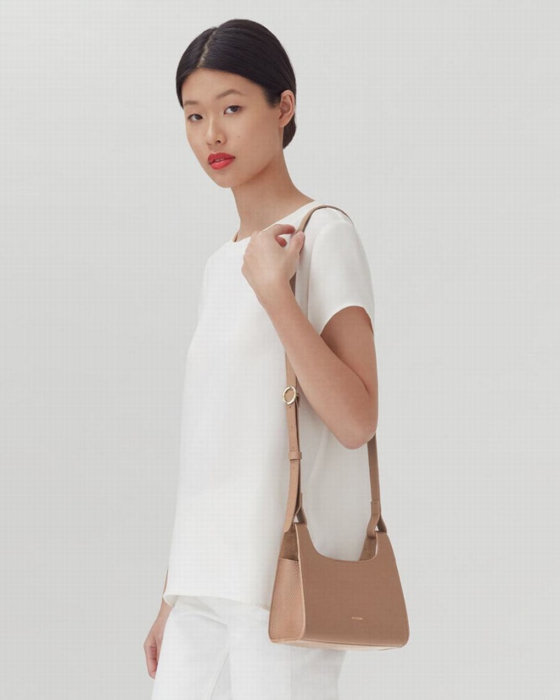Bolsa De Hombro Cuyana Mini Double Loop Mujer Kaki | BLA6797HE
