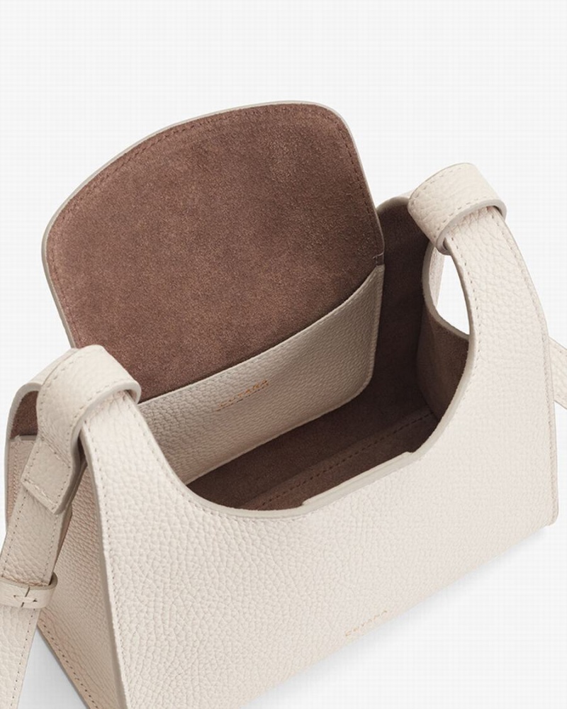 Bolsa De Hombro Cuyana Mini Double Loop Mujer Blancas | QVE883MV