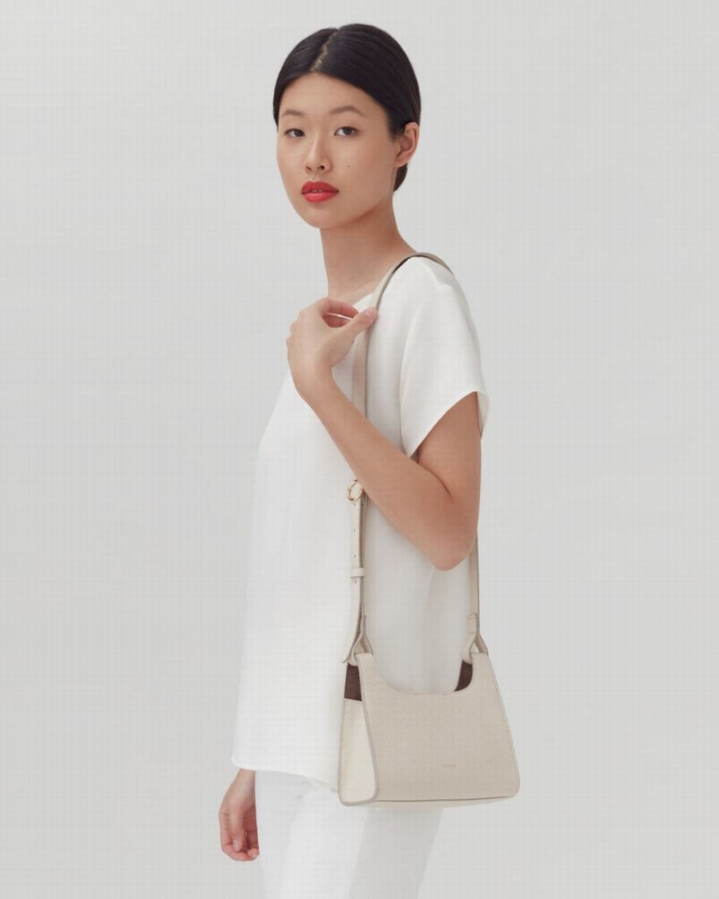 Bolsa De Hombro Cuyana Mini Double Loop Mujer Blancas | QVE883MV