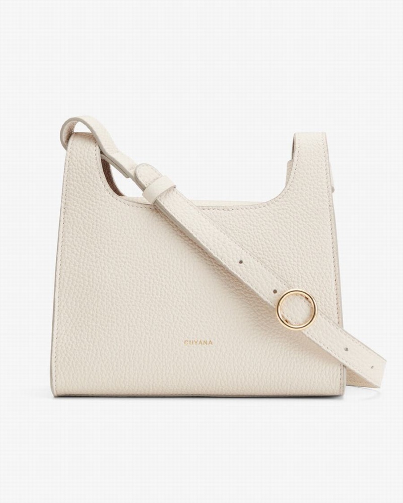 Bolsa De Hombro Cuyana Mini Double Loop Mujer Blancas | QVE883MV