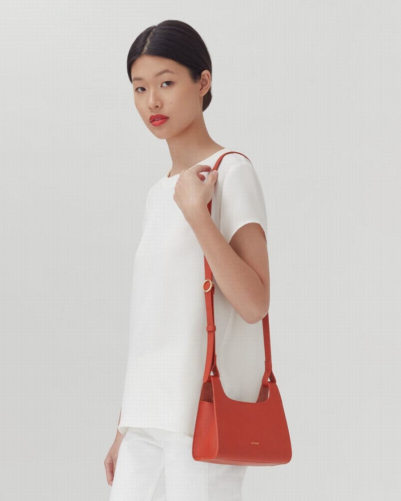 Bolsa De Hombro Cuyana Mini Double Loop Mujer Coral Oscuro | QKW748CO