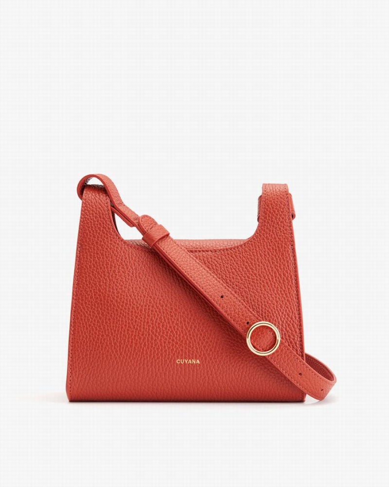 Bolsa De Hombro Cuyana Mini Double Loop Mujer Coral Oscuro | QKW748CO