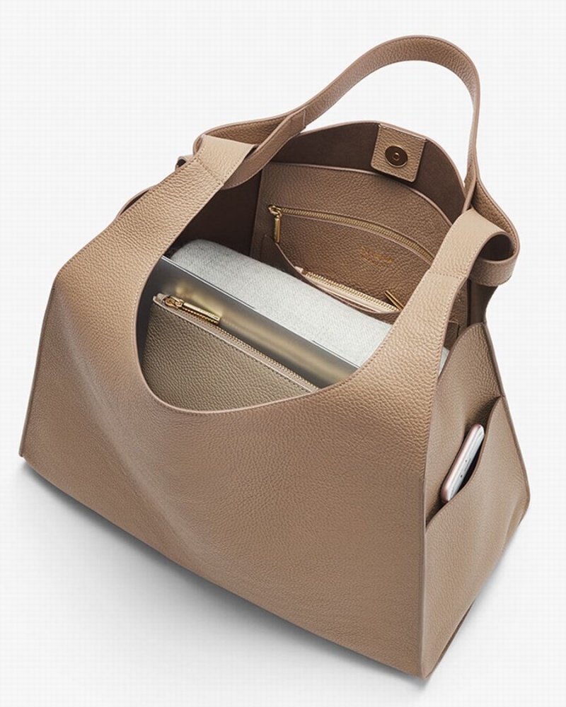 Bolsa De Hombro Cuyana Oversized Double Loop Mujer Kaki | MOF5210KN
