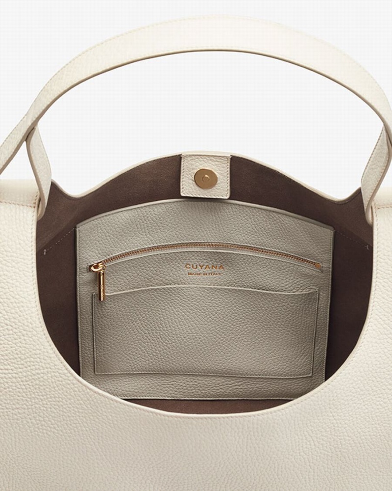 Bolsa De Hombro Cuyana Oversized Double Loop Mujer Blancas | ZCX4636LB