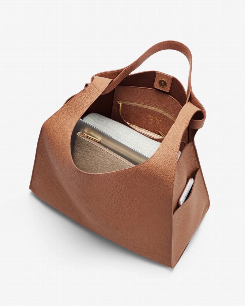 Bolsa De Hombro Cuyana Oversized Double Loop Mujer Marrones | WOW6663DD