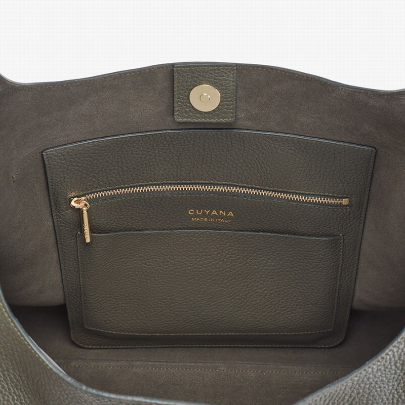 Bolsa De Hombro Cuyana Oversized Double Loop Mujer Verde Oscuro | LSM3355DM