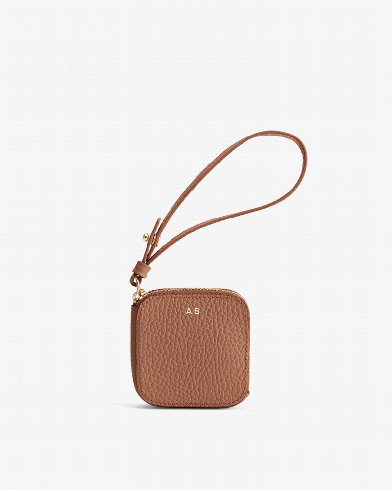Bolsa Estuche Cuyana Cuero Airpod Mujer Marrones | VKT9653JU